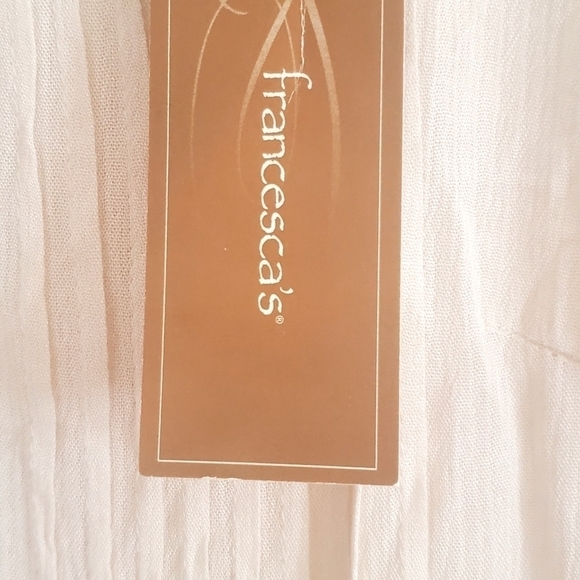 Francesca's Alya Taupe Pleated Gauzy Lace Trim Top Size SM - Picture 3 of 12